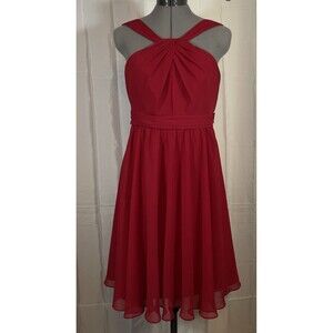 David's Bridal Apple Red High Neck Sleeveless Dress 10 Bridesmaid Formal Special